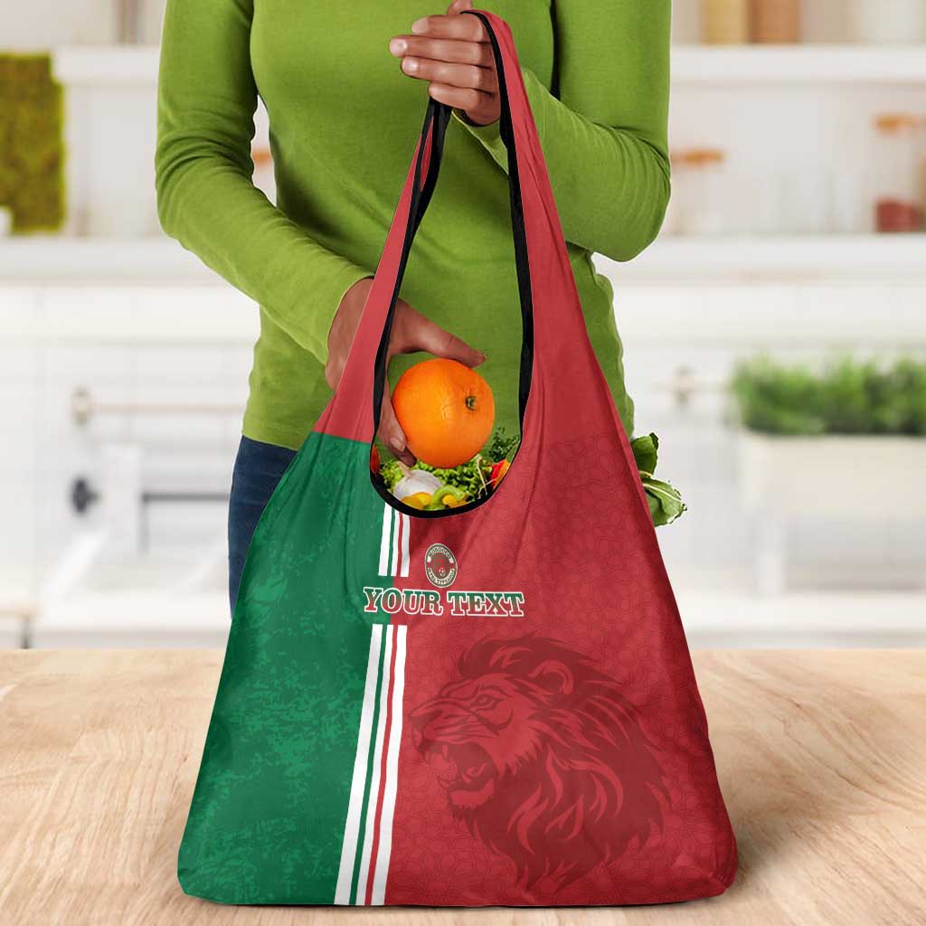 Custom Afro Morocco Football Grocery Bag With Islamic Pattern