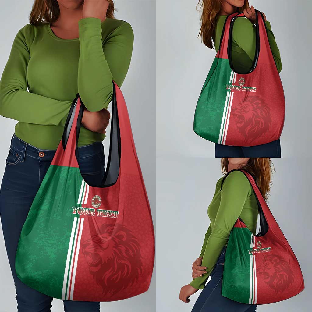 Custom Afro Morocco Football Grocery Bag With Islamic Pattern