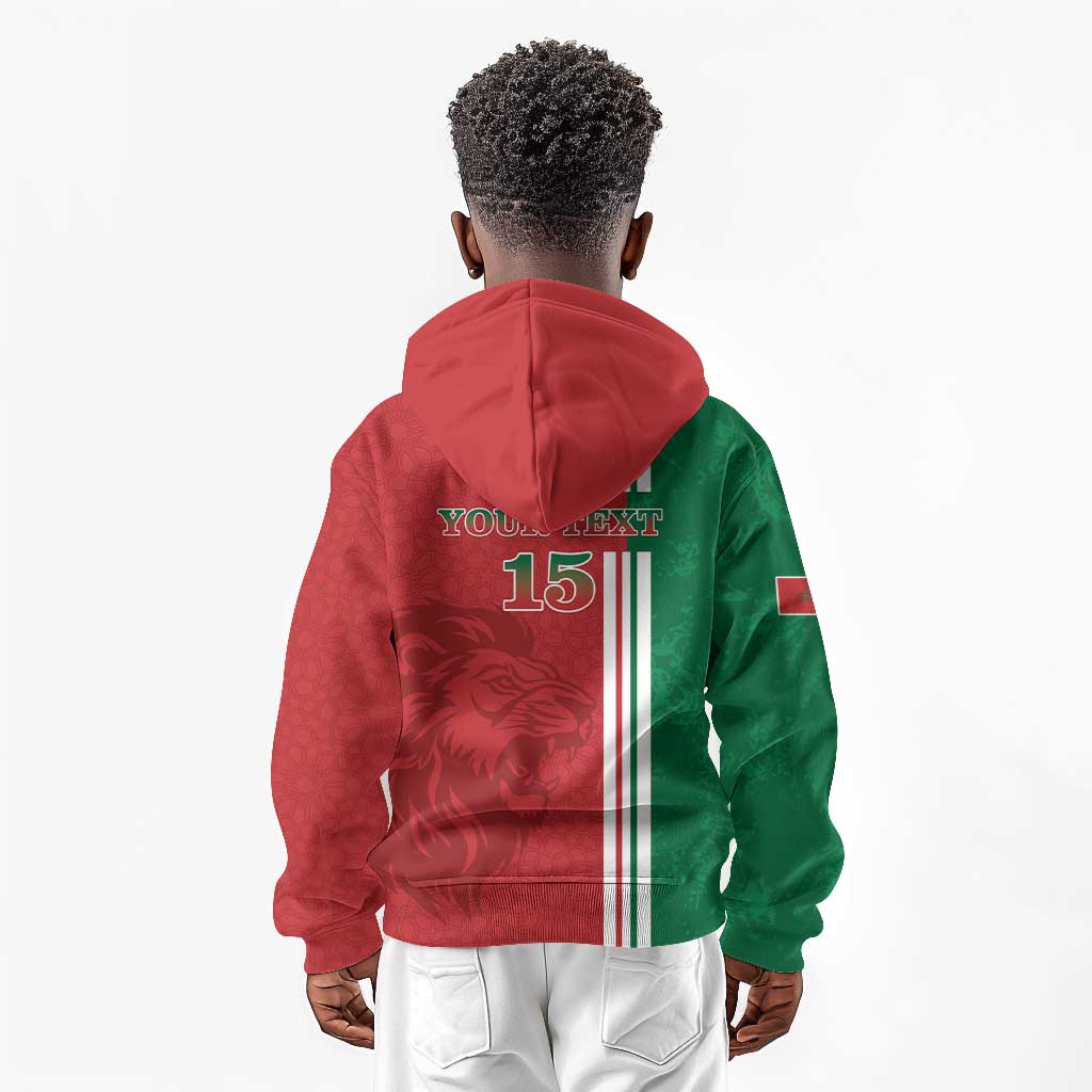 Custom Afro Morocco Football Kid Hoodie With Islamic Pattern