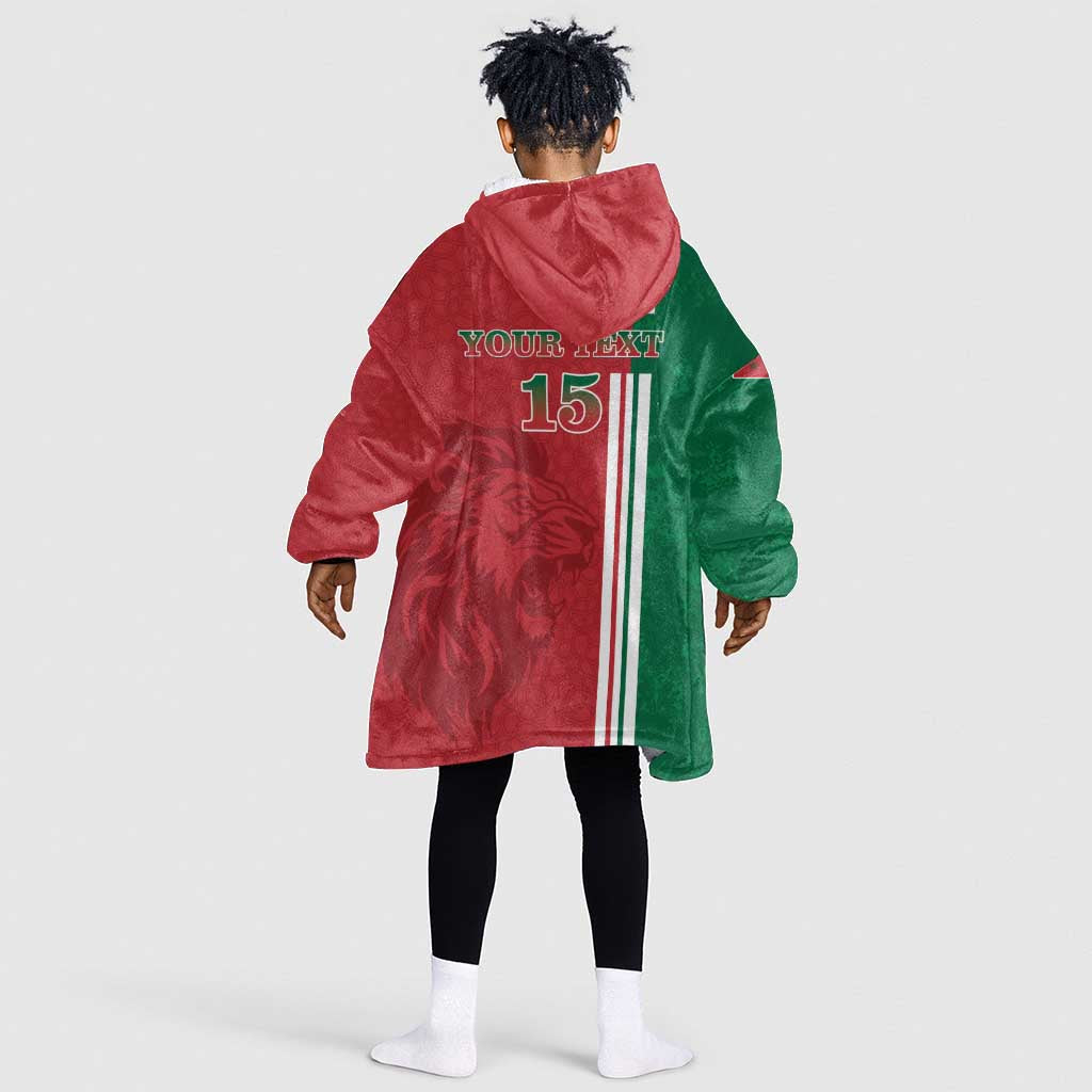 Custom Afro Morocco Football Kid Wearable Blanket Hoodie With Islamic Pattern