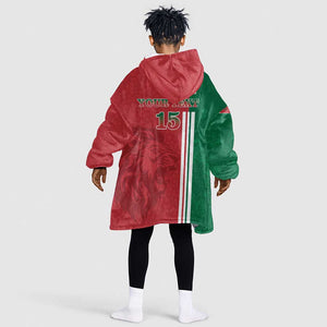 Custom Afro Morocco Football Kid Wearable Blanket Hoodie With Islamic Pattern