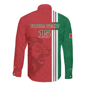 Custom Afro Morocco Football Long Sleeve Button Shirt With Islamic Pattern