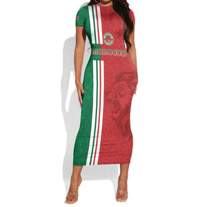 Custom Afro Morocco Football Short Sleeve Bodycon Dress With Islamic Pattern LT15