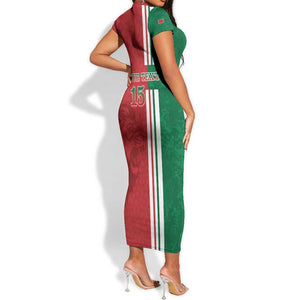 Custom Afro Morocco Football Short Sleeve Bodycon Dress With Islamic Pattern LT15
