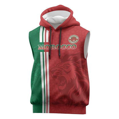Custom Afro Morocco Football Sleeveless Hoodie With Islamic Pattern - African Pride
