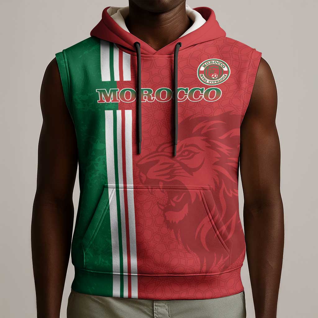 Custom Afro Morocco Football Sleeveless Hoodie With Islamic Pattern - African Pride