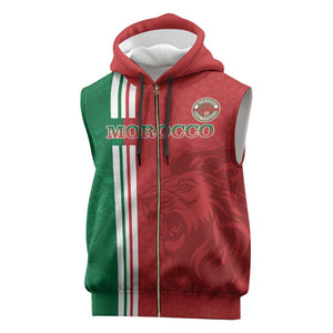 Custom Afro Morocco Football Sleeveless Zip Hoodie With Islamic Pattern - African Pride