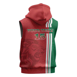 Custom Afro Morocco Football Sleeveless Zip Hoodie With Islamic Pattern - African Pride