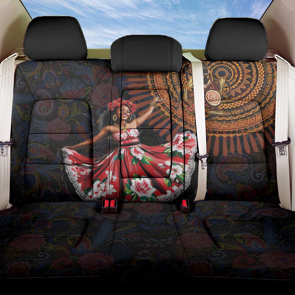 Ladies Sega Dance Back Car Seat Cover Paisley Mix African Pattern