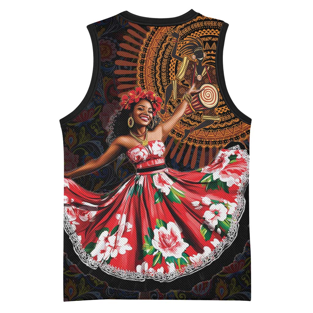 Ladies Sega Dance Basketball Jersey Paisley Mix African Pattern - African Pride