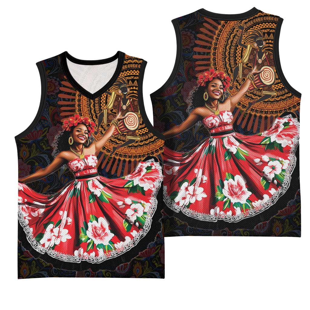 Ladies Sega Dance Basketball Jersey Paisley Mix African Pattern - African Pride
