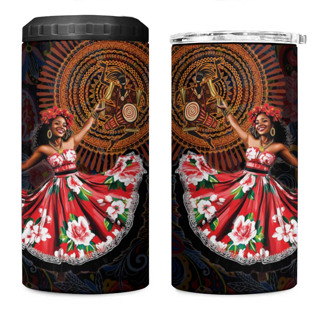 Ladies Sega Dance 4 in 1 Can Cooler Tumbler Paisley Mix African Pattern