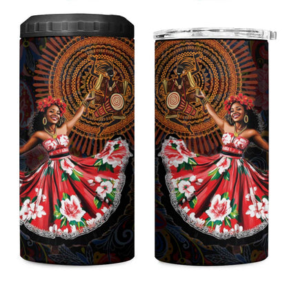 Ladies Sega Dance 4 in 1 Can Cooler Tumbler Paisley Mix African Pattern