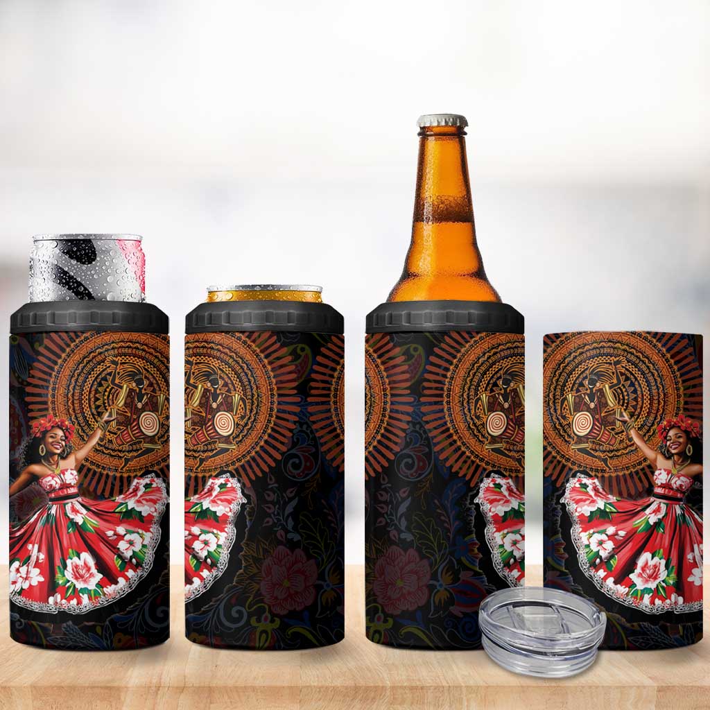 Ladies Sega Dance 4 in 1 Can Cooler Tumbler Paisley Mix African Pattern