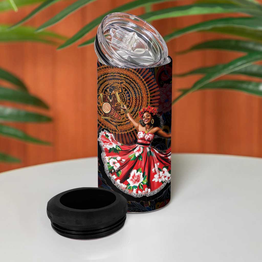 Ladies Sega Dance 4 in 1 Can Cooler Tumbler Paisley Mix African Pattern