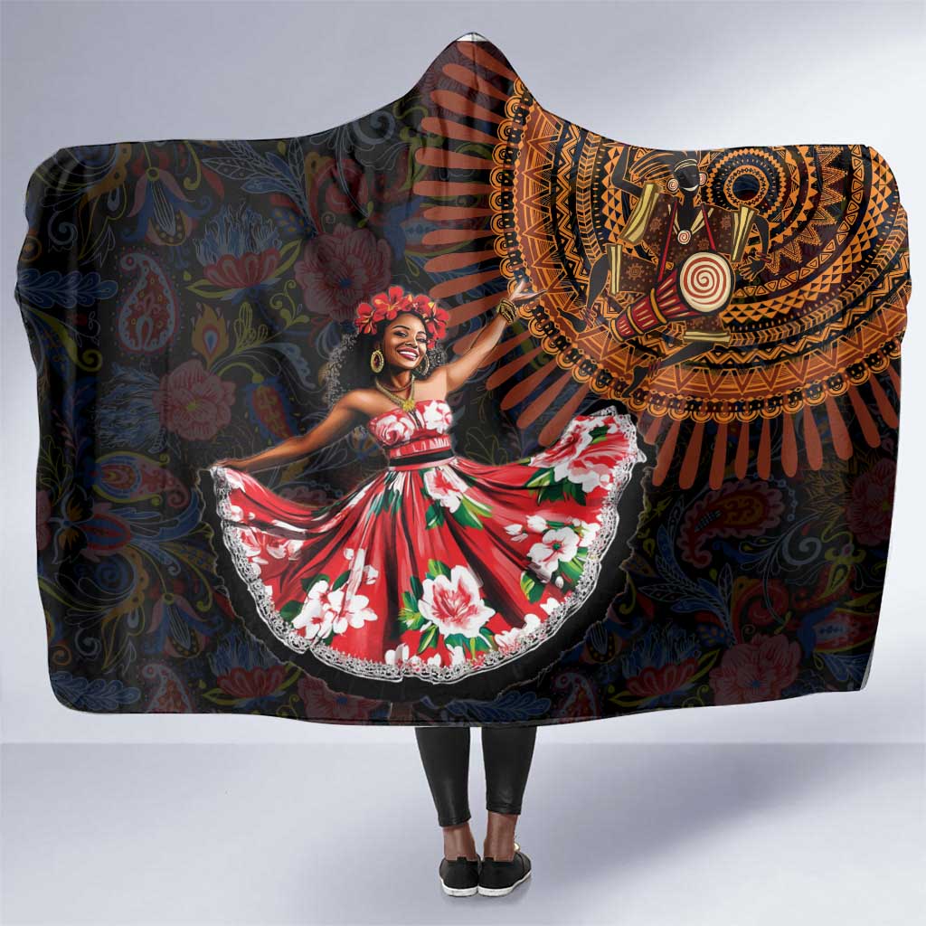 Ladies Sega Dance Hooded Blanket Paisley Mix African Pattern