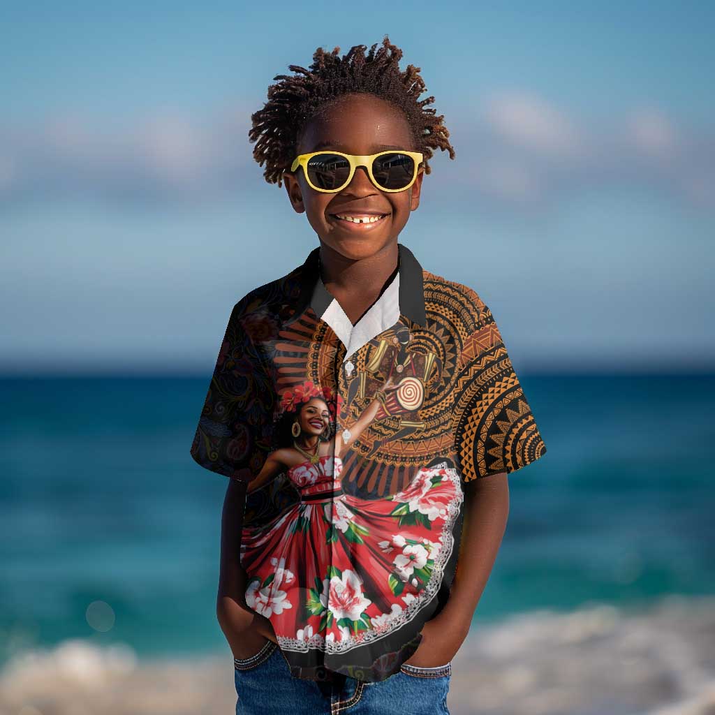 Ladies Sega Dance Kid Hawaiian Shirt Paisley Mix African Pattern