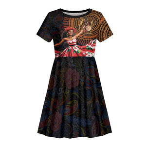 Ladies Sega Dance Kid Short Sleeve Dress Paisley Mix African Pattern