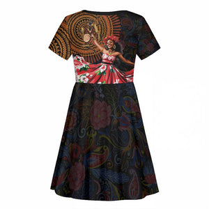 Ladies Sega Dance Kid Short Sleeve Dress Paisley Mix African Pattern
