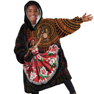 Ladies Sega Dance Kid Wearable Blanket Hoodie Paisley Mix African Pattern