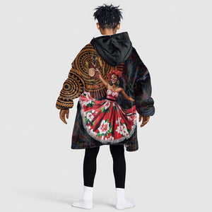 Ladies Sega Dance Kid Wearable Blanket Hoodie Paisley Mix African Pattern