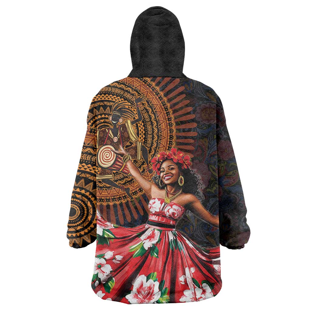 Ladies Sega Dance Kid Wearable Blanket Hoodie Paisley Mix African Pattern