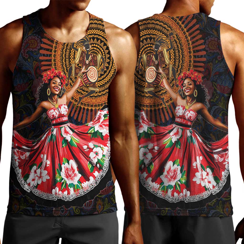 Ladies Sega Dance Men Tank Top Paisley Mix African Pattern