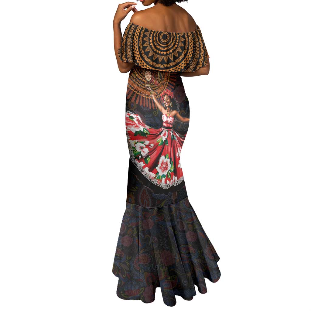 Ladies Sega Dance Mermaid Dress Paisley Mix African Pattern