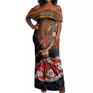 Ladies Sega Dance Off Shoulder Maxi Dress Paisley Mix African Pattern