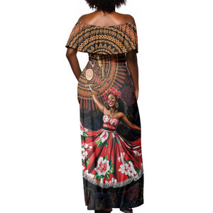 Ladies Sega Dance Off Shoulder Maxi Dress Paisley Mix African Pattern