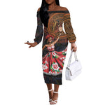 Ladies Sega Dance Off The Shoulder Long Sleeve Dress Paisley Mix African Pattern