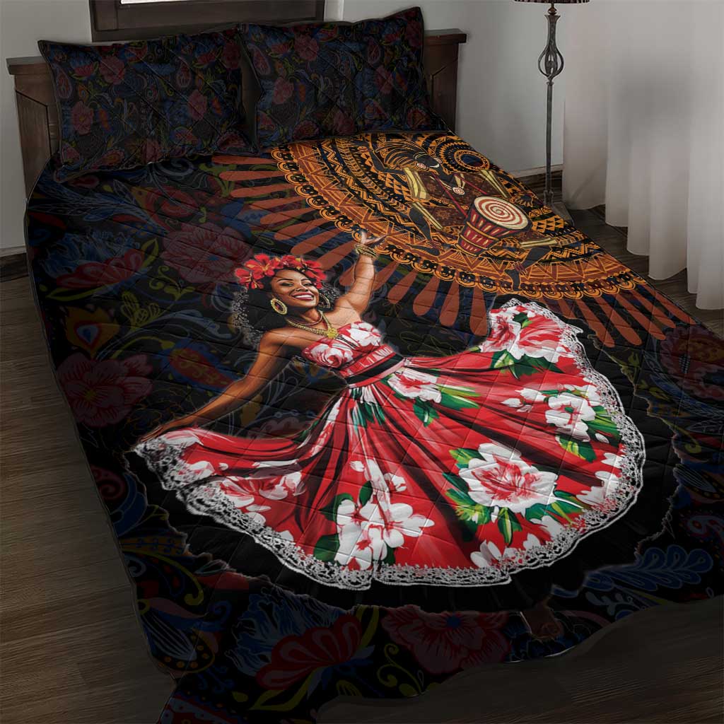 Ladies Sega Dance Quilt Bed Set Paisley Mix African Pattern