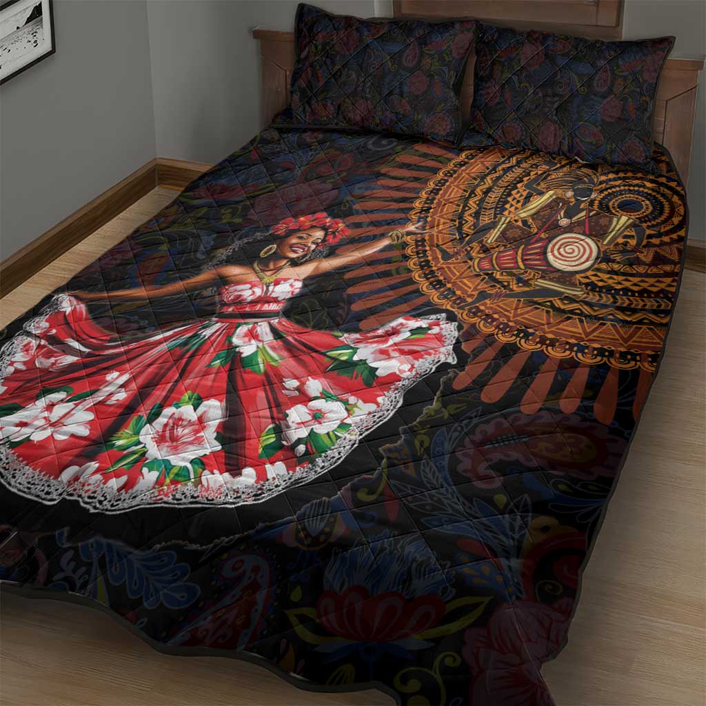 Ladies Sega Dance Quilt Bed Set Paisley Mix African Pattern