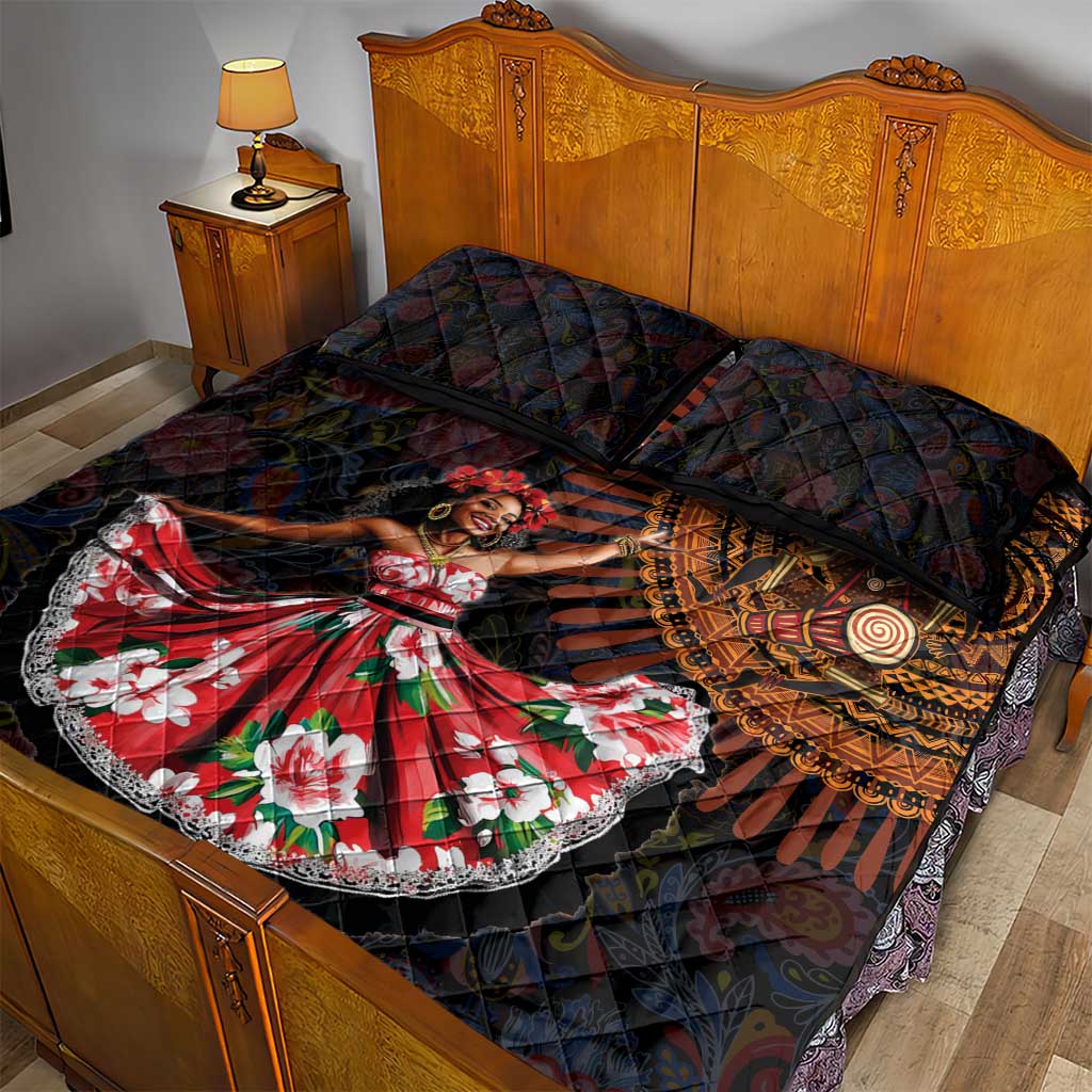 Ladies Sega Dance Quilt Bed Set Paisley Mix African Pattern