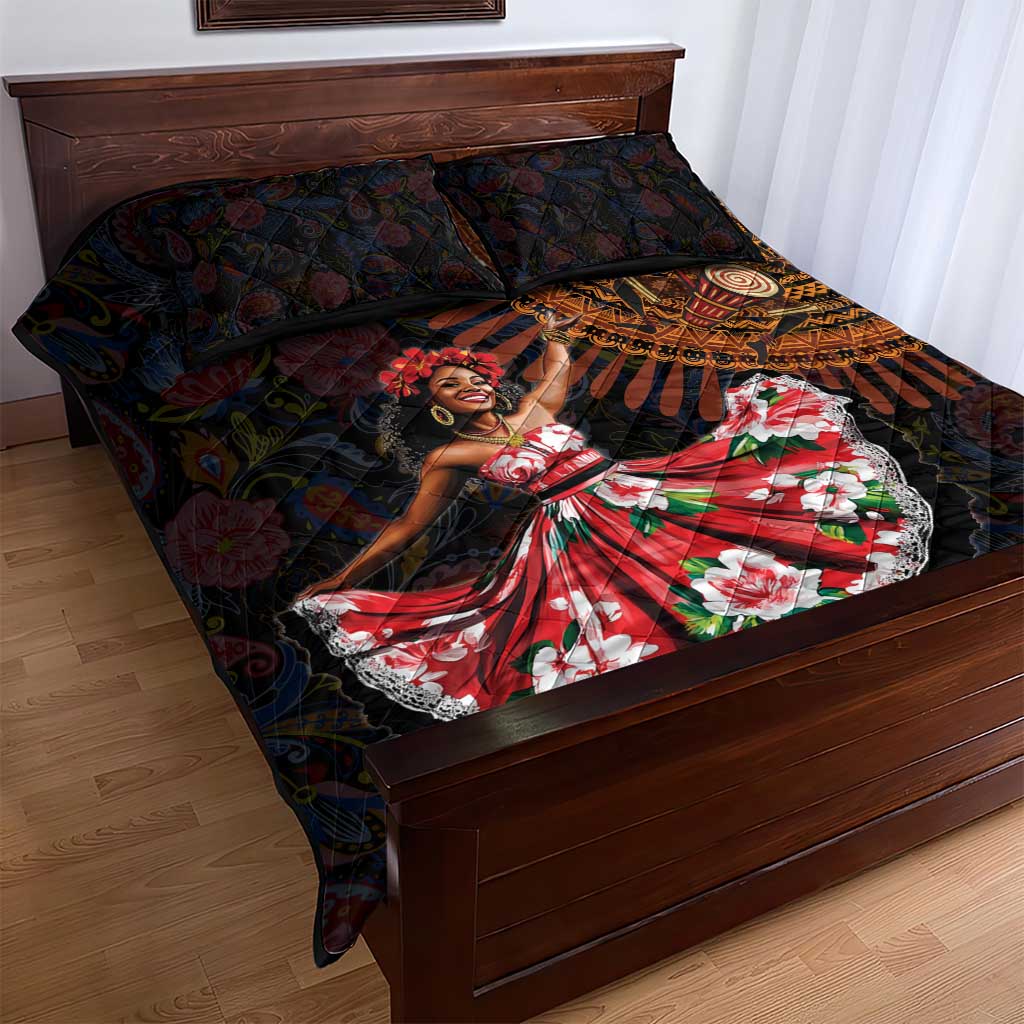 Ladies Sega Dance Quilt Bed Set Paisley Mix African Pattern