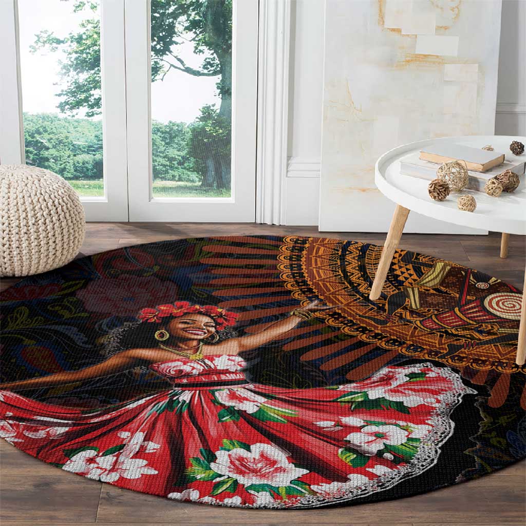 Ladies Sega Dance Round Carpet Paisley Mix African Pattern