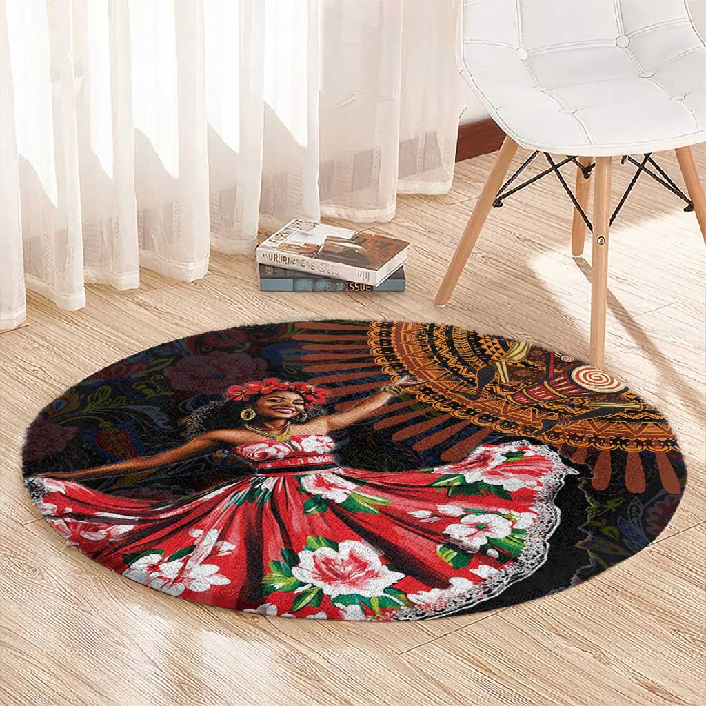 Ladies Sega Dance Round Carpet Paisley Mix African Pattern