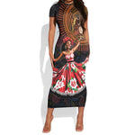 Ladies Sega Dance Short Sleeve Bodycon Dress Paisley Mix African Pattern LT15