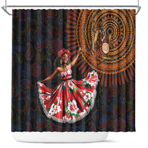 Ladies Sega Dance Shower Curtain Paisley Mix African Pattern
