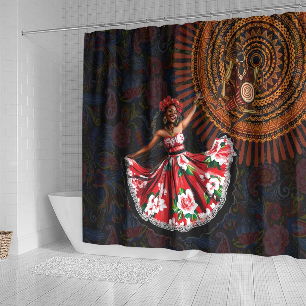 Ladies Sega Dance Shower Curtain Paisley Mix African Pattern