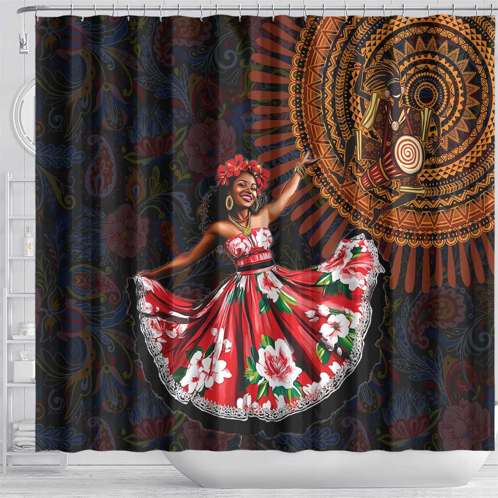 Ladies Sega Dance Shower Curtain Paisley Mix African Pattern