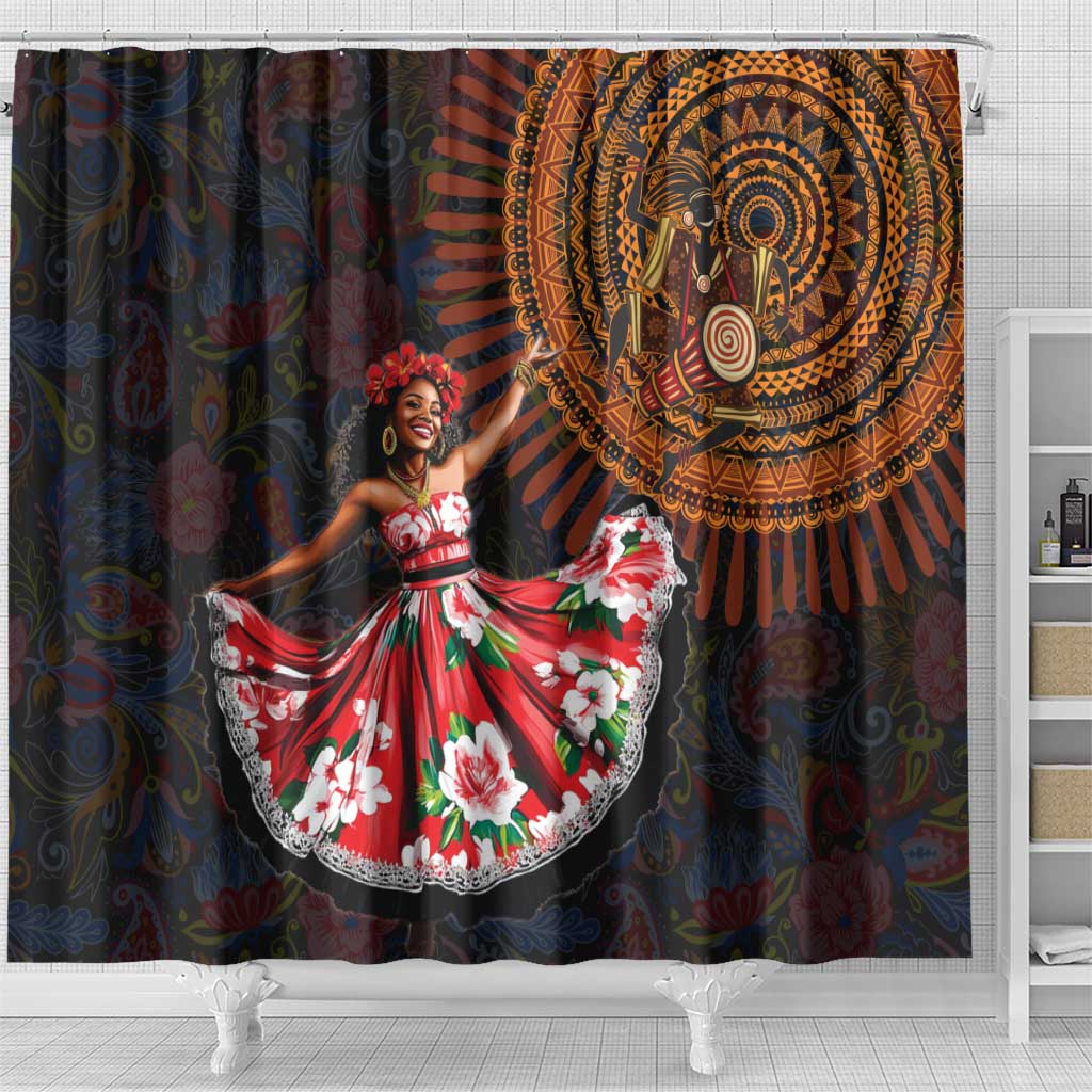 Ladies Sega Dance Shower Curtain Paisley Mix African Pattern