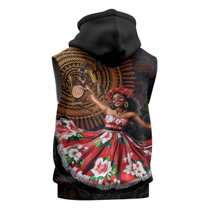 Ladies Sega Dance Sleeveless Hoodie Paisley Mix African Pattern - African Pride
