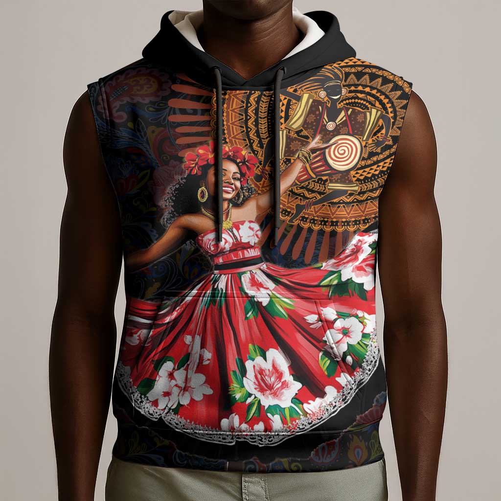 Ladies Sega Dance Sleeveless Hoodie Paisley Mix African Pattern - African Pride