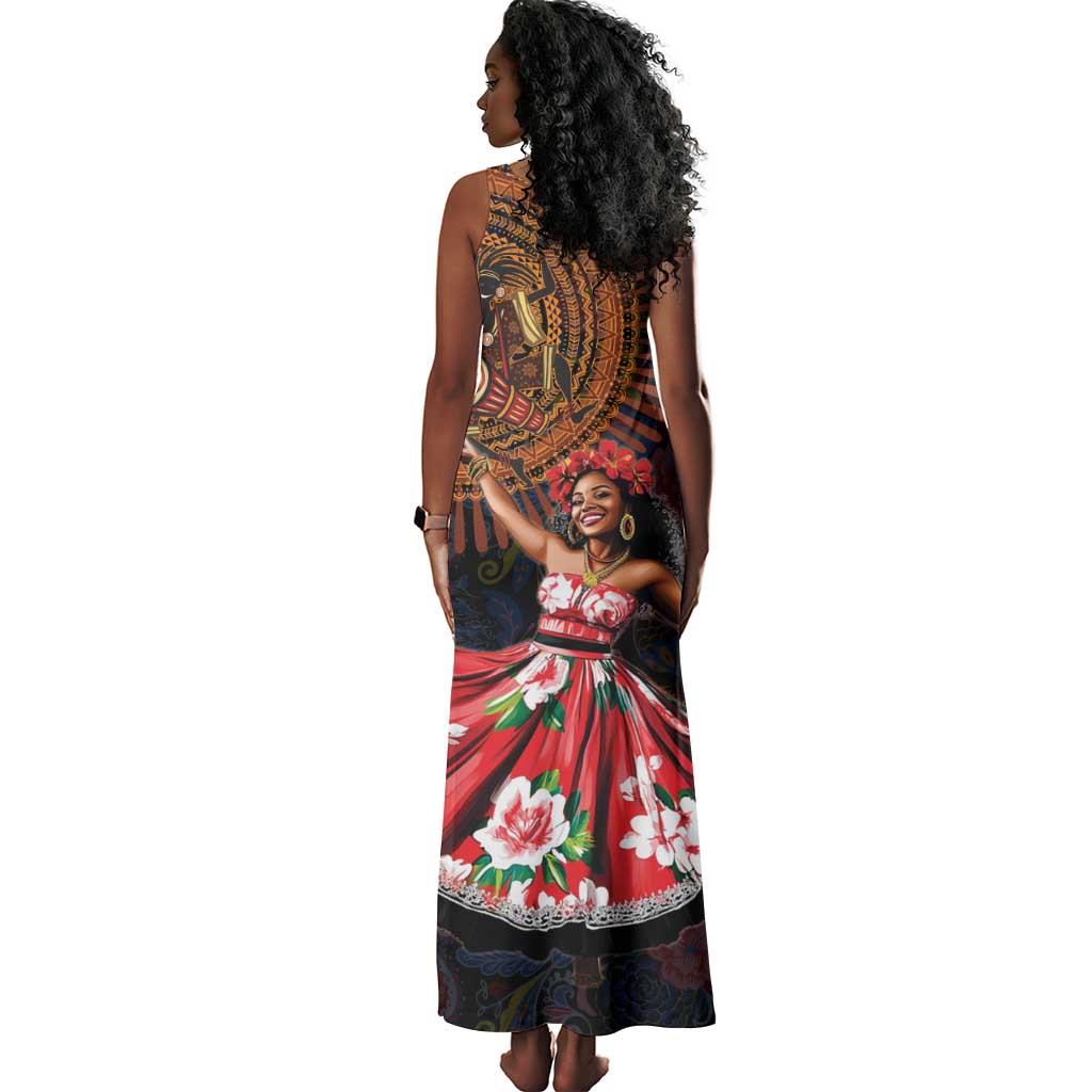 Ladies Sega Dance Tank Maxi Dress Paisley Mix African Pattern