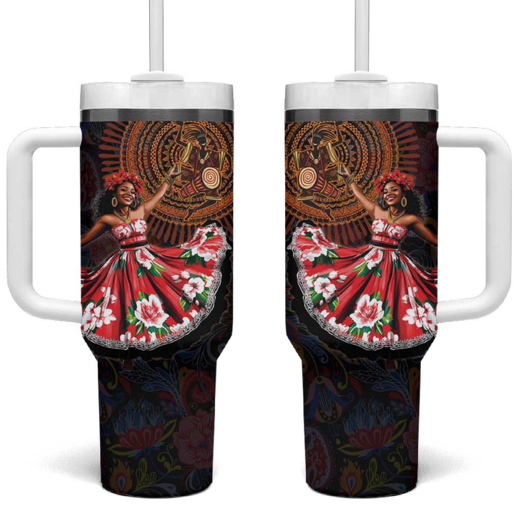Ladies Sega Dance Tumbler With Handle Paisley Mix African Pattern
