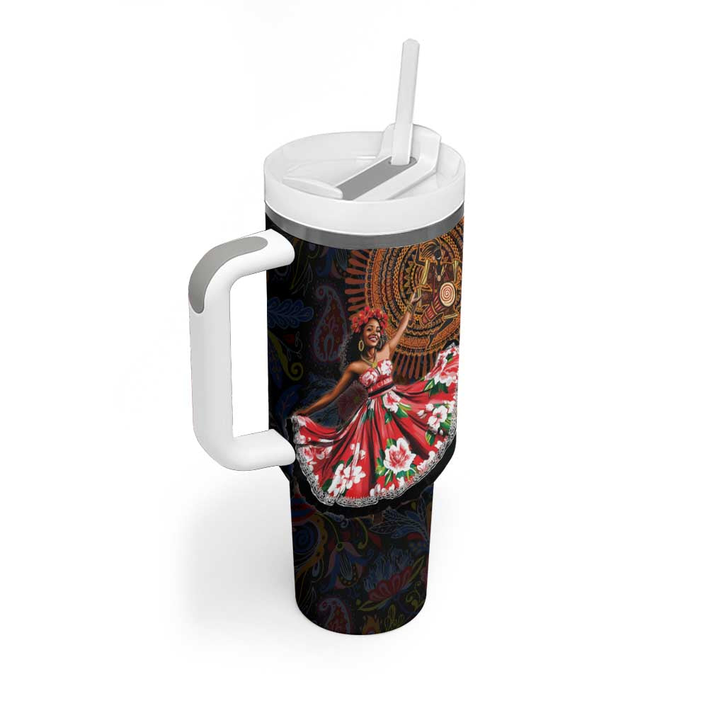 Ladies Sega Dance Tumbler With Handle Paisley Mix African Pattern