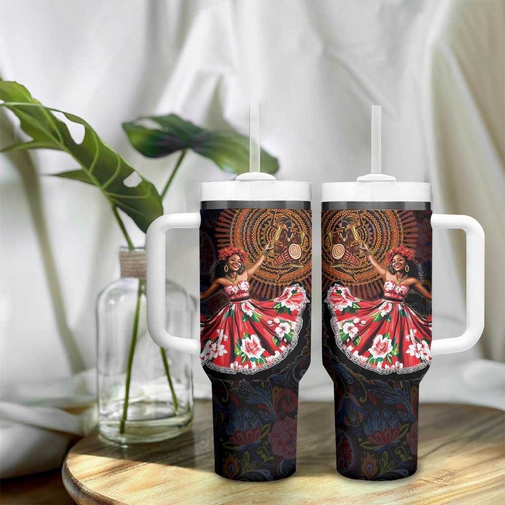 Ladies Sega Dance Tumbler With Handle Paisley Mix African Pattern