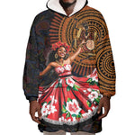 Ladies Sega Dance Wearable Blanket Hoodie Paisley Mix African Pattern