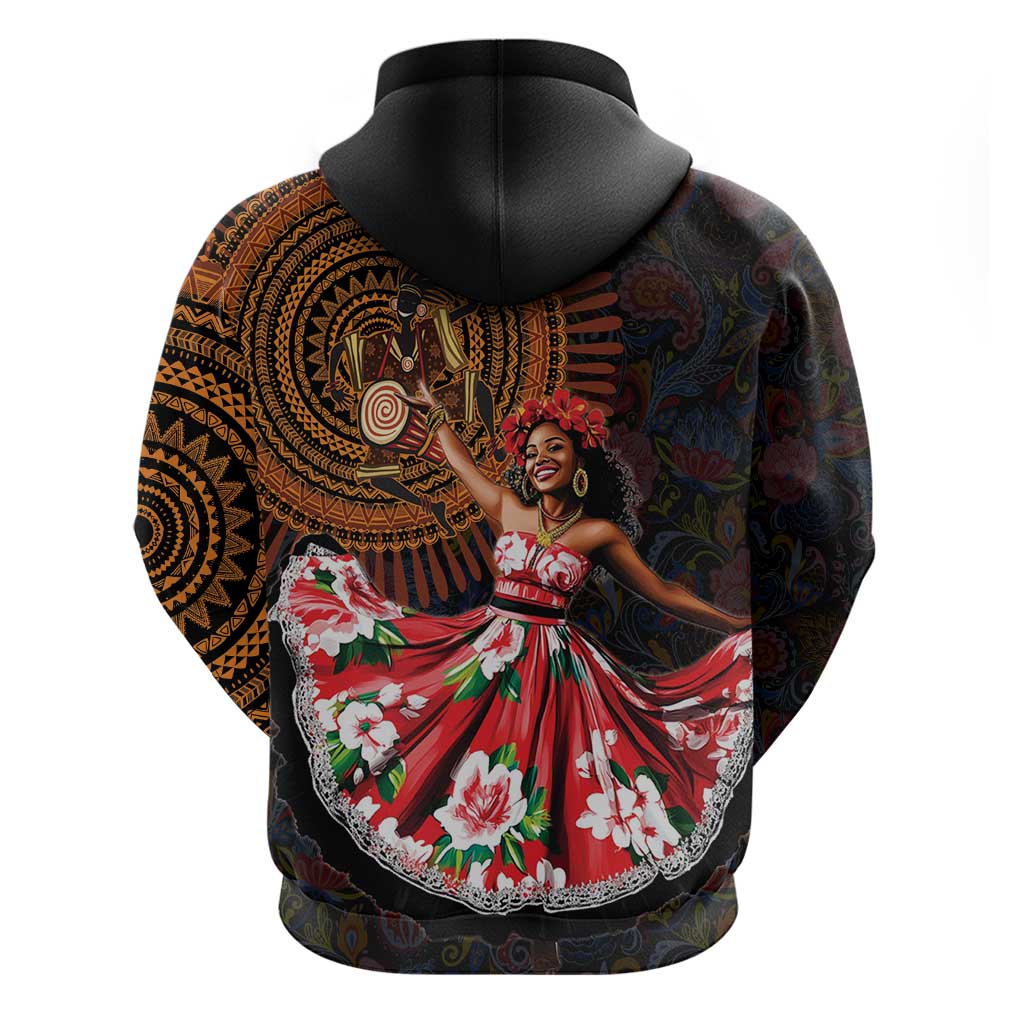 Ladies Sega Dance Zip Hoodie Paisley Mix African Pattern